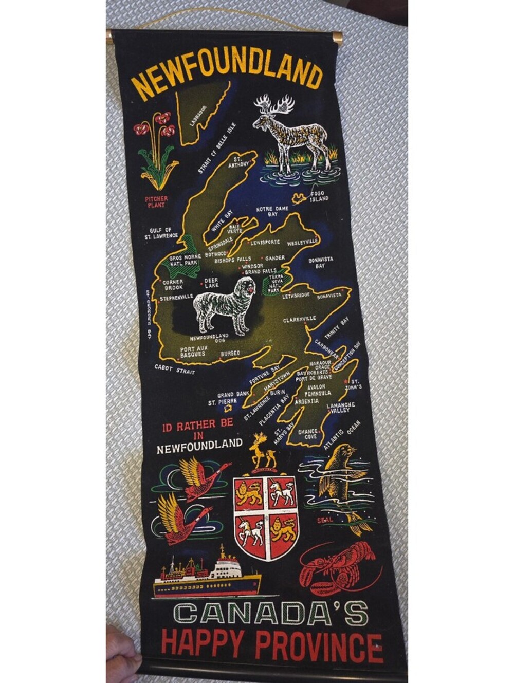Vintage felt Banner souvenir collectible of Newfoundland, Canada